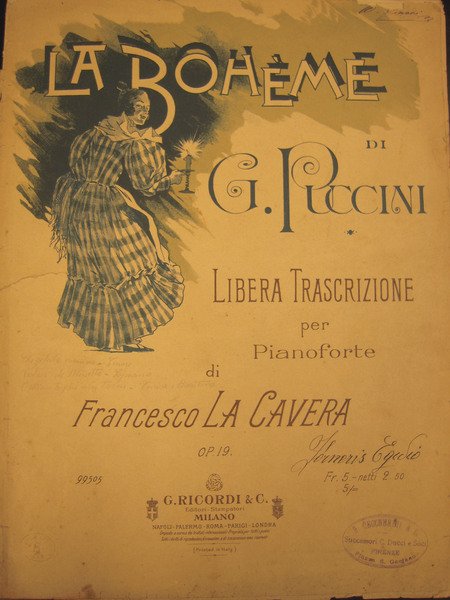 LA BOHÈME" DI GIACOMO PUCCINI (1896). Spartito originale con coperta …