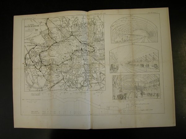 FERROVIA SOTTERRANEA DI LONDRA. Quattro tavole tecniche in iitografia, tratte …