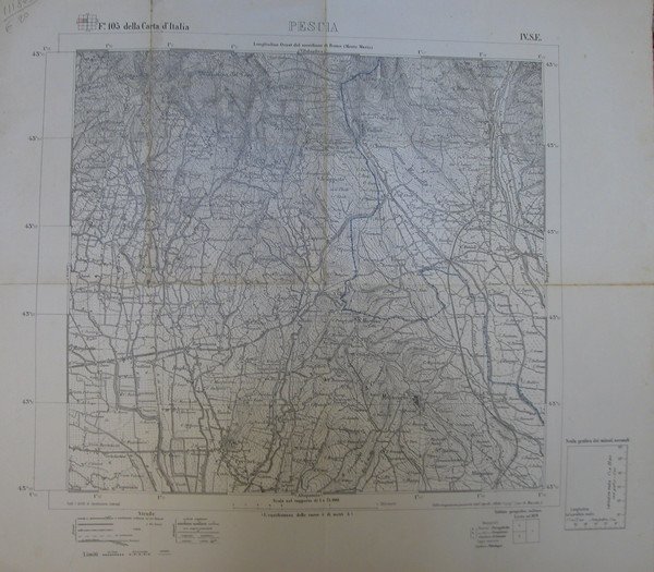 PESCIA. Carta a cura dell'Istituto Geografico Militare. Foglio n°105 della …