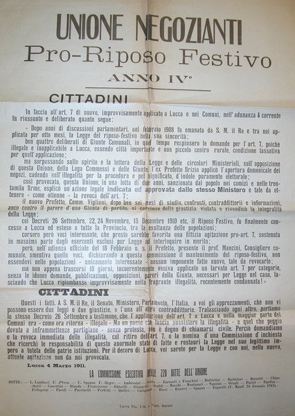 Raccolta di documenti a stampa della "Unione Negozianti Lucchesi Pro …