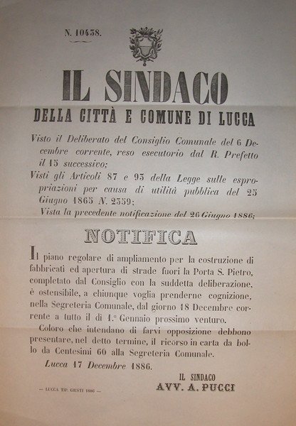 Bando originale n°10438 in cui si comunica l'approvazione del Piano …