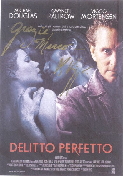 Fototipia con locandina del film "Delitto perfetto" con firma autografa …