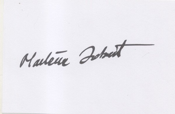 Biglietto con firma autografa dell'attrice francese Marlène Jobert (Algeri, 1940).