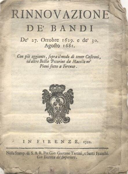 RINNOVAZIONE DE' BANDI DE' 27 OTTOBRE 1629 e de' 30 …