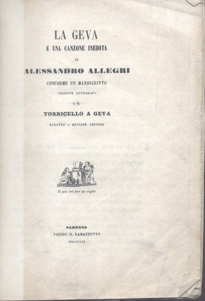 LA GEVA. E una canzone inedita di Alessandro Allegri conforme …