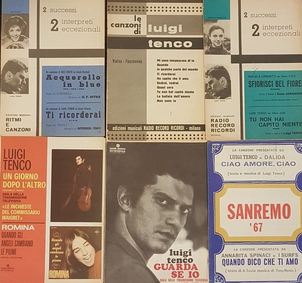 Lotto di 6 spartiti di canzoni di Luigi Tenco. 1961-1967.