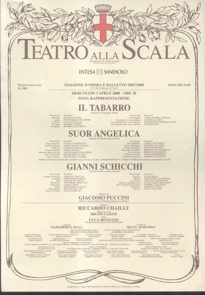 Locandina originale del "Teatro alla Scala" di Milano per una …