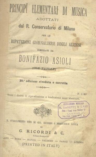 PRINCIPJ ELEMENTARI DI MUSICA. Adottati dall'I.R. Conservatorio di Milano per …