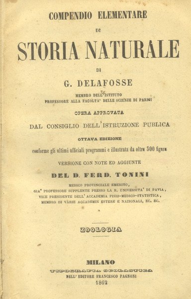 COMPENDIO ELEMENTARE DI STORIA NATURALE. Vol.I: Zoologia; Vol.II: Botanica; Vol.III: …