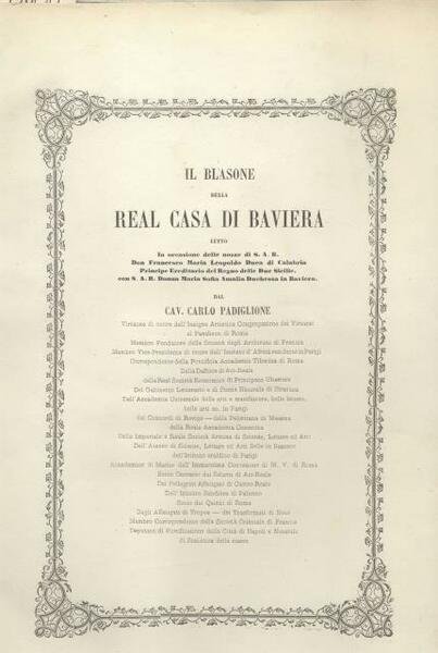 IL BLASONE DELLA REAL CASA DI BAVIERA. Letto in occasione …