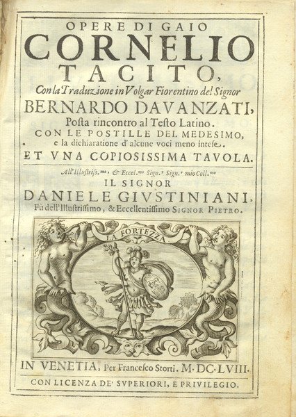 OPERE DI GAIO CORNELIO TACITO. Con la Traduzione in Volgar …