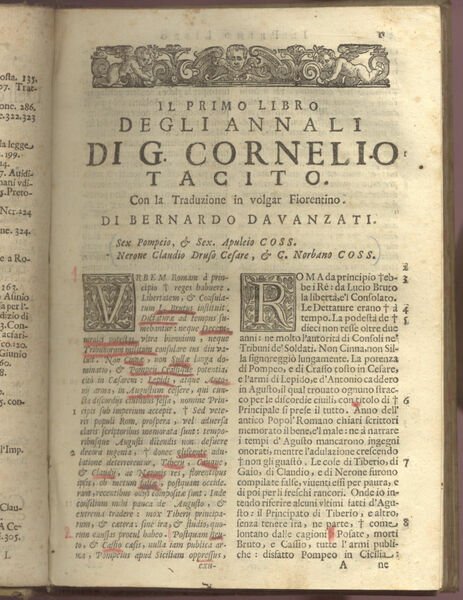 OPERE DI GAIO CORNELIO TACITO. Con la Traduzione in Volgar …