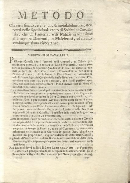 Metodo che vien fissato, e che dovrà inviolabilmente osservarsi nelle …