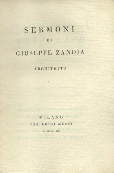 SERMONI DI GIUSEPPE ZANOJA ARCHITETTO.