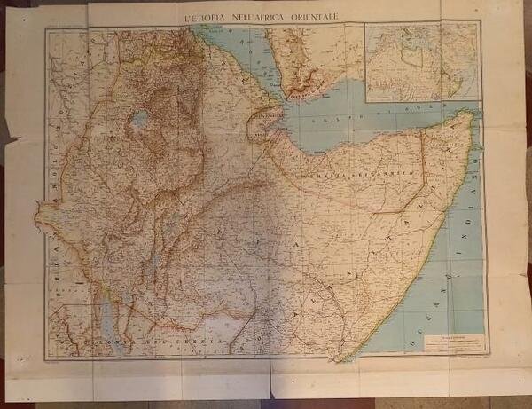 L'ETIOPIA NELL'AFRICA ORIENTALE. Carta geografica. 1936 circa.