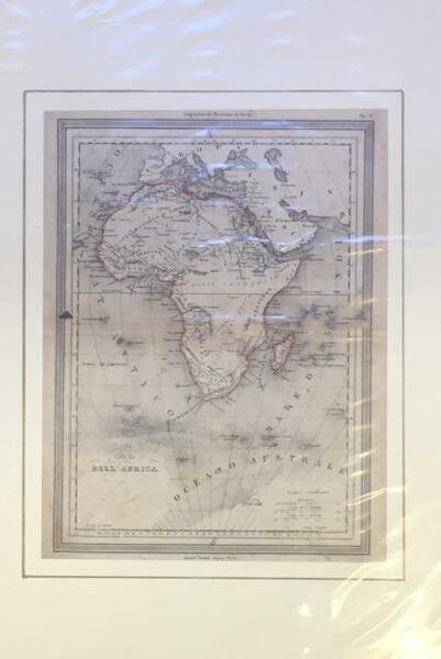 CARTA DELL'AFRICA. Carta geografica in litografia Doyen. 1860 circa.