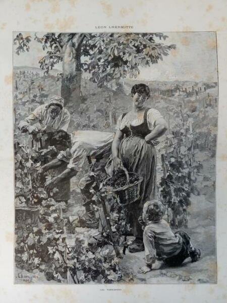 LES VENDANGES. Tavola xilografica da un dipinto di Léon Lhermitte, …