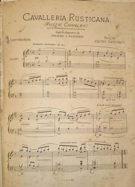 CAVALLERIA RUSTICANA (1890). Melodramma in one Act by G.Targioni Tozzetti …