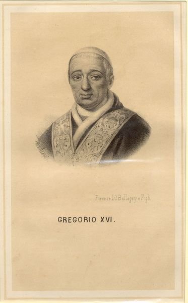 Ritratto in litografia di Papa Gregorio XVI (Bartolomeo Alberto Cappellari) …