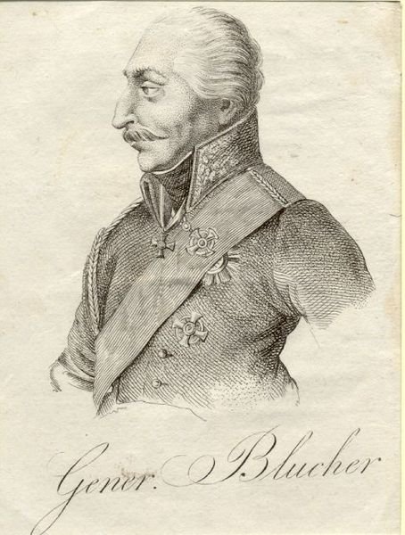 Incisione raffigurante Gebhard Leberecht Blücher, Principe di Wahlstadt (Rostock, 1742-1819).