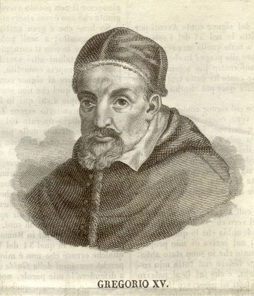 Incisione raffigurante Papa Gregorio XV, Alessandro Ludovisi (Bologna, 1554-1623).