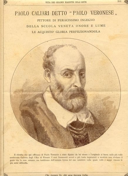 Fotoincisione raffigurante il pittore Paolo Veronese (Paolo Caliari) (Verona, 1528-1588).