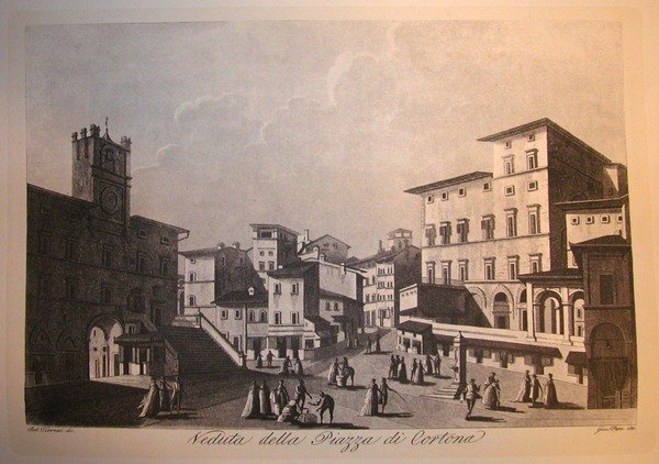 VEDUTA DELLA PIAZZA DI CORTONA. Riproduzione tratta da "Viaggio pittorico …