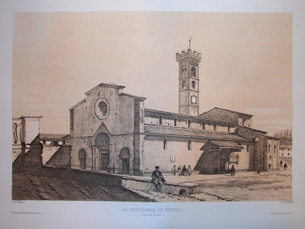 LA CATHEDRALE DE FIESOLE. Environs de Firenze. Riproduzione tratta dall'album …