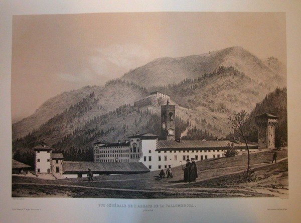 VUE GENERALE DE L'ABBAYE DE LA VALLOMBROSA. Pris au sud. …