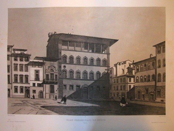 PALAIS GUADAGNI, PLACE SAN-SPIRITO. Firenze. Riproduzione tratta dall'album "La Toscane" …