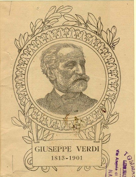 Ritratto in xilografia del musicista Giuseppe Verdi. 1880 circa.