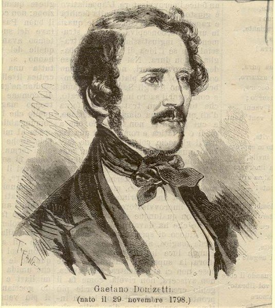 Incisione originale raffigurante il musicista Gaetano Donizetti.