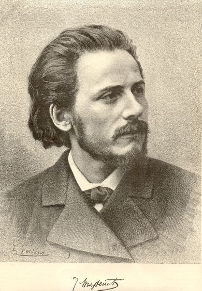 Fotolitografia originale raffigurante il musicista Jules Massenet.