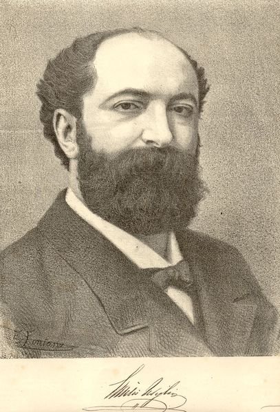 Fotolitografia originale raffigurante il musicista Emilio Usiglio (Parma, 1841-1910). 1890 …