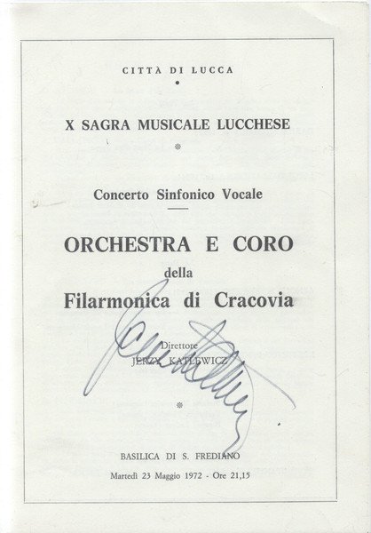 Locandina per l'esecuzione di un Concerto sinfonico vocale della Orchestra …