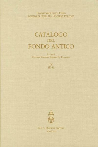 FONDAZIONE LUIGI FIRPO. CENTRO DI STUDI SUL PENSIERO POLITICO. CATALOGO …