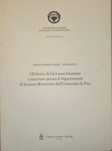 L'ERBARIO DI GIOVANNI GIOVANNINI CONSERVATO PRESSO IL DIPARTIMENTO DI SCIENZE …