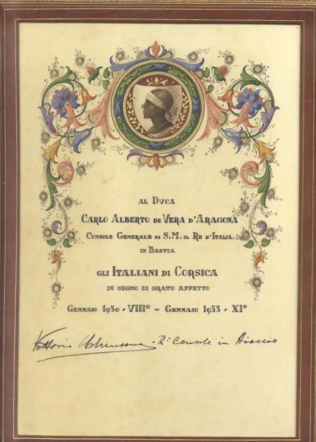 AL DUCA CARLO ALBERTO DE VERA D'ARAGONA, CONSOLE GENERALE DI …