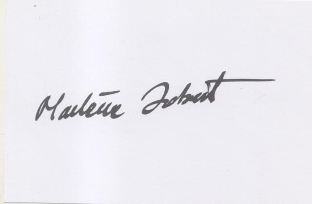 Biglietto con firma autografa dell'attrice francese Marlène Jobert (Algeri, 1940).