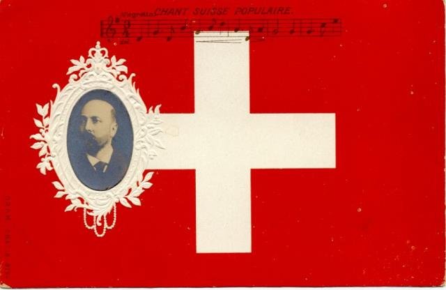 Cartolina postale illustrata raffigurante il compositore del "Chant Suisse Populaire". …