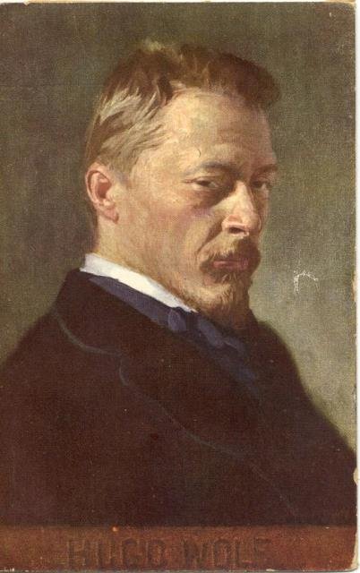 Cartolina postale illustrata raffigurante il musicista Hugo Wolf a mezzobusto. …