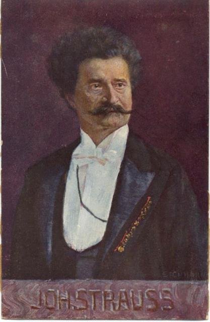 Cartolina postale illustrata raffigurante il musicista Johann Strauss figlio. N°874-17. …