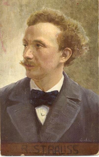 Cartolina postale illustrata raffigurante il musicista Richard Strauss a mezzobusto. …