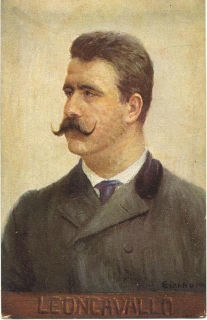 Cartolina postale illustrata raffigurante il musicista Ruggero Leoncavallo (Napoli, 1857-1919). …