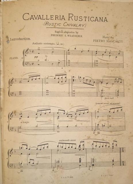 CAVALLERIA RUSTICANA (1890). Melodramma in one Act by G.Targioni Tozzetti …