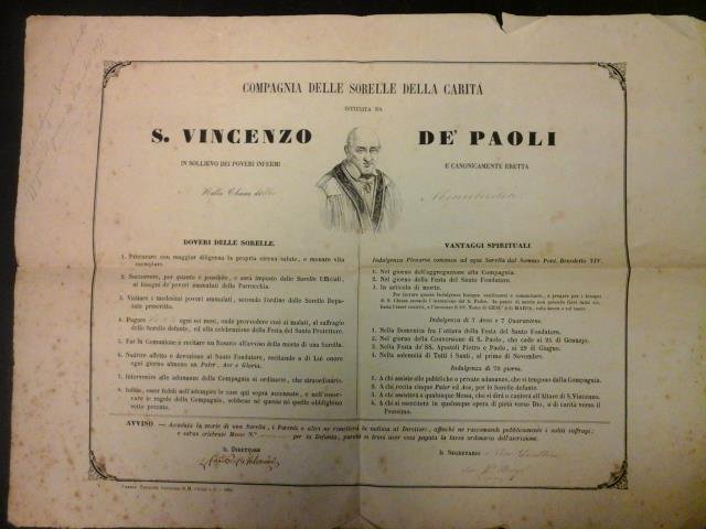 COMPAGNIA DELLE SORELLE DELLA CARITA' ISTITUITA DA SAN VINCENZO DE' …