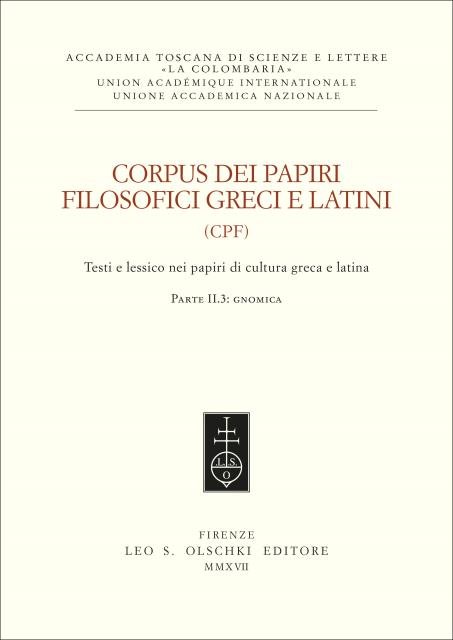 CORPUS DEI PAPIRI FILOSOFICI GRECI E LATINI. Testi e lessico …