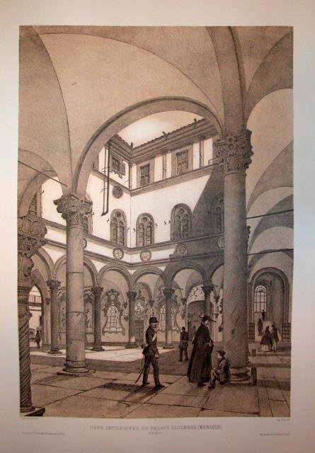 COUR INTERIEURE DU PALAIS RICCARDI (MEDICIS). Firenze. Riproduzione tratta dall'album …