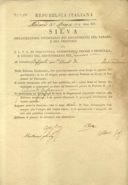 Documento originale a stampa, compilato a mano, in cui il …