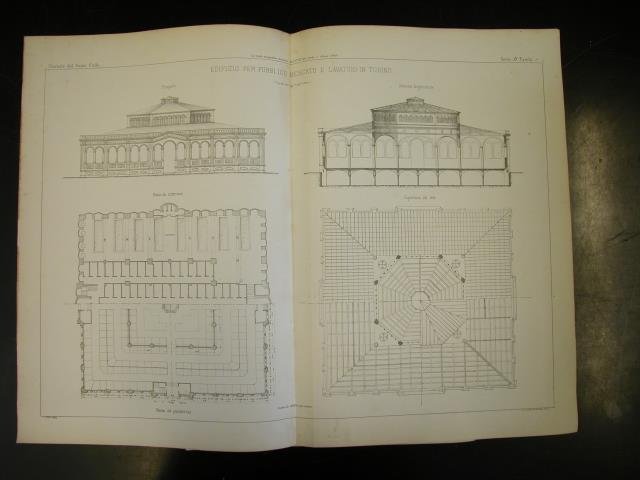 EDIFIZIO PER PUBBLICO MERCATO E LAVATOIO IN TORINO. Due tavole …